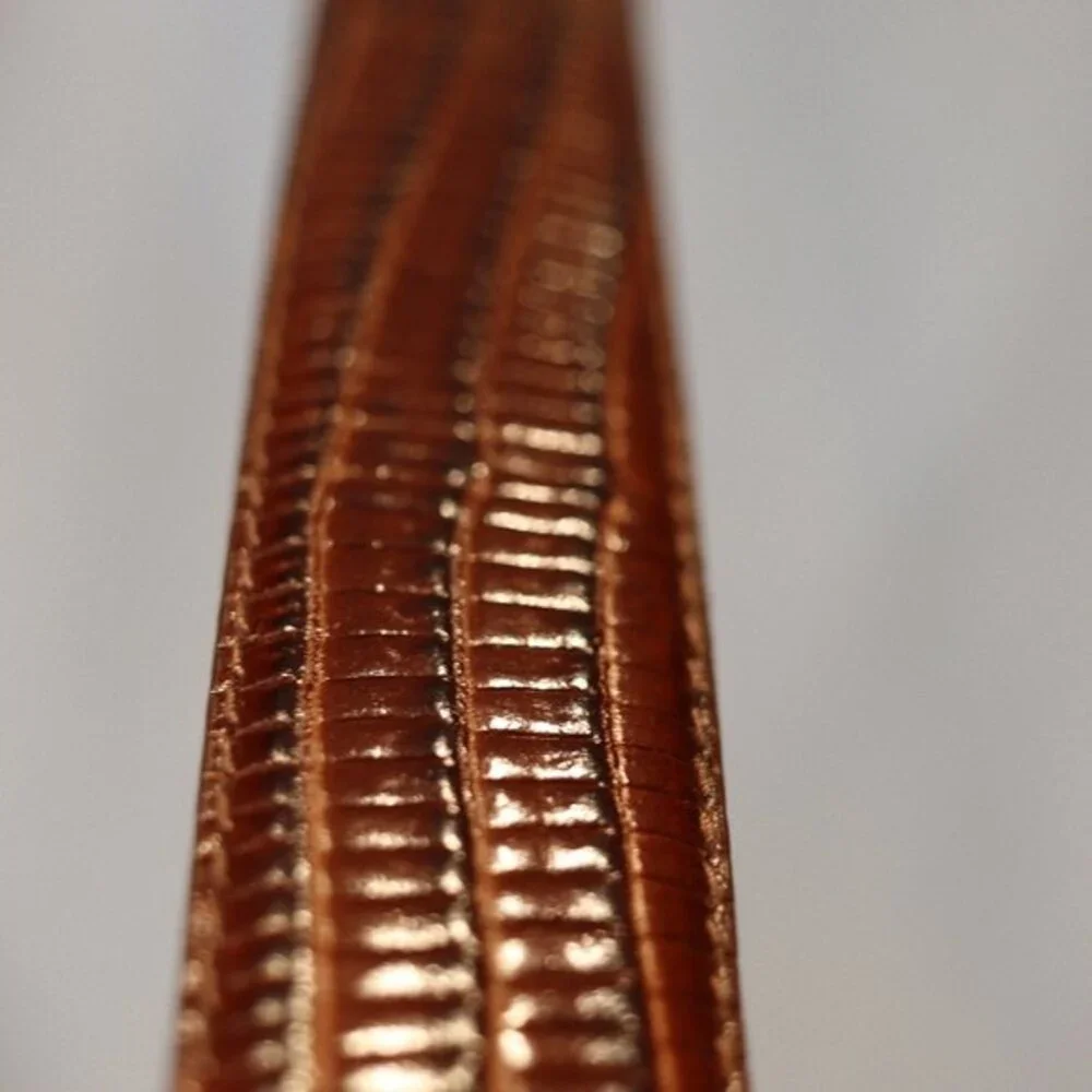 Arden Leather Lizard Embossed Calfskin Belt Brown, Silver hardware size Large